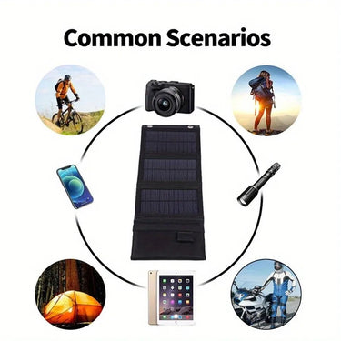 Foldable 5V Solar Charger – Portable, Waterproof & USB Ready - InspiredGrabs.com
